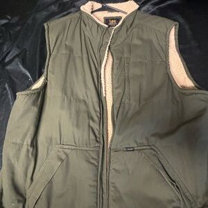 Lee Men's Dark Green Vest with Beige Lining